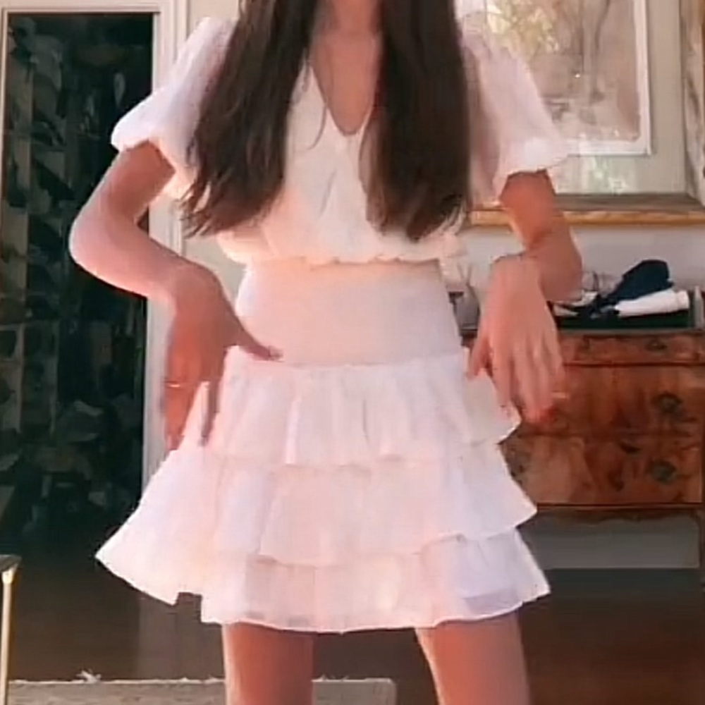 Falling Love White Ruffle Mini Dress